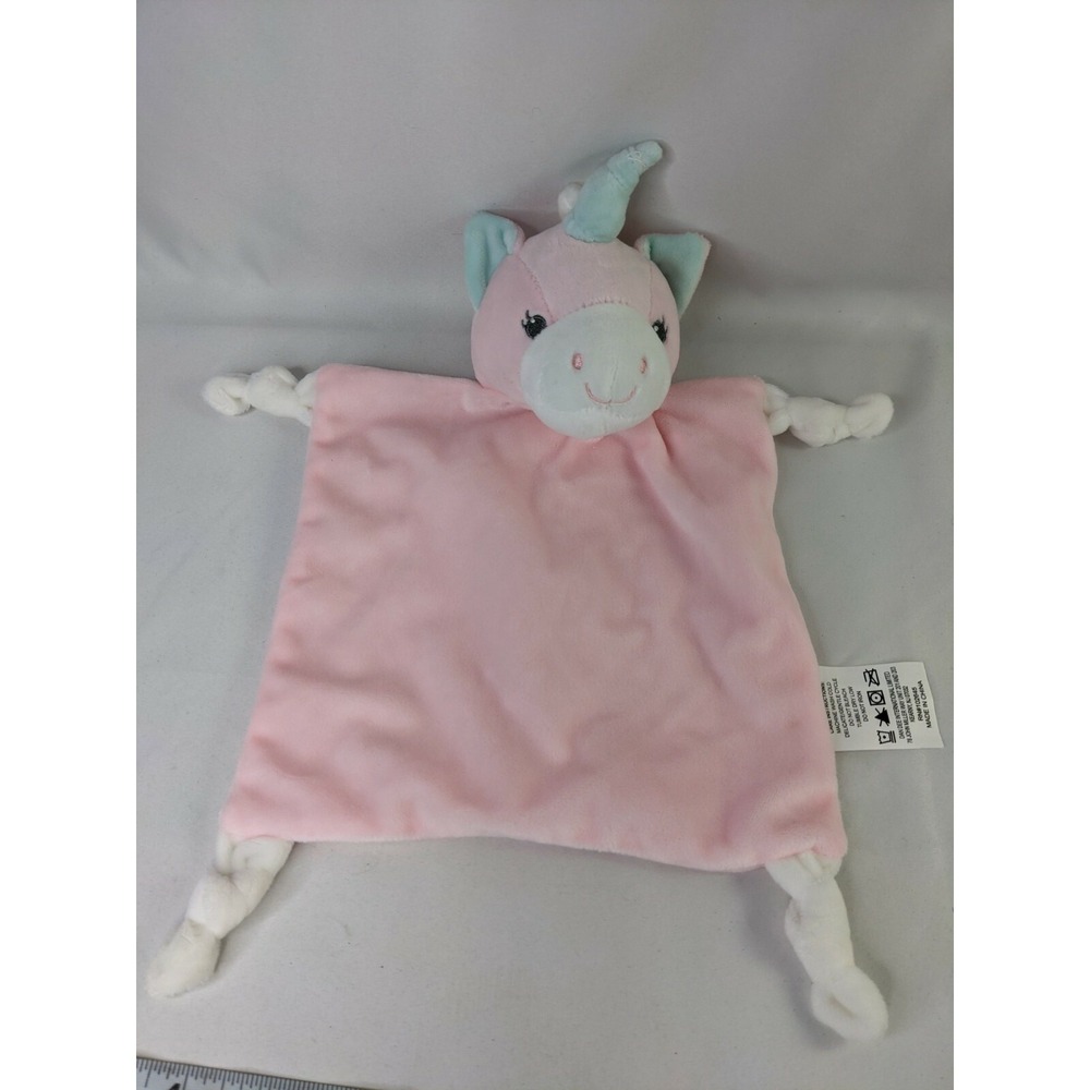 Dandee International Pink Unicorn Rattle Lovey Security Blanket Stuffed Animal